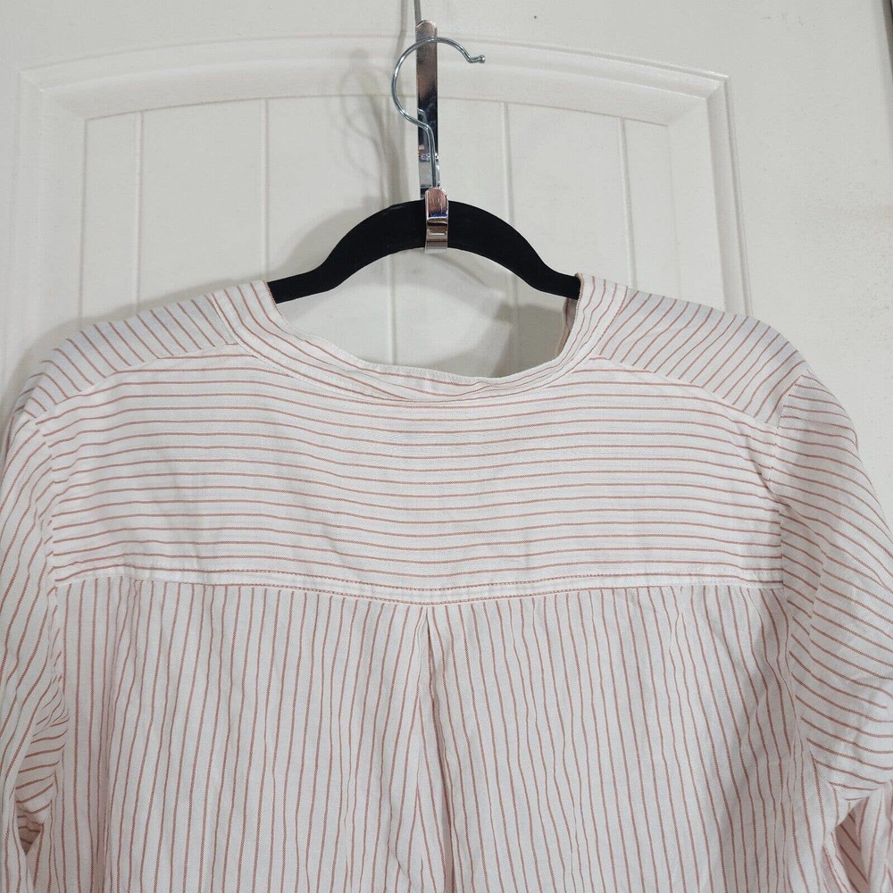 Madewell Womens Top Terrace Lace Up Shirt Vera Stripe Red White Coastal Blouse L - Picture 11 of 12